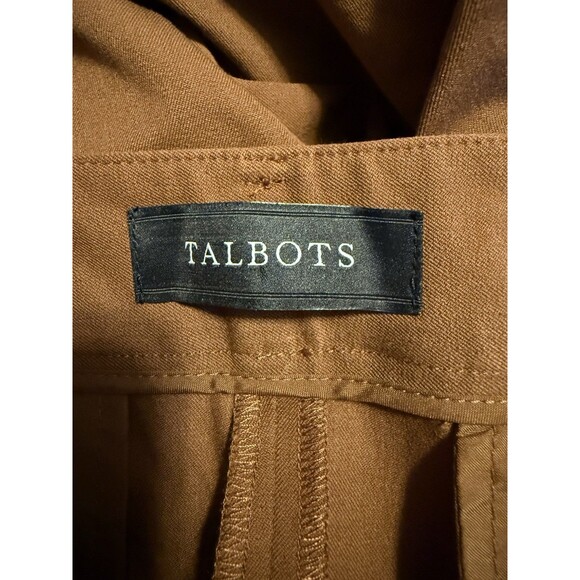 Talbots Newport Trousers Pants Size 12 Petite Brown Flat Front Classic Timeless - Picture 3 of 6